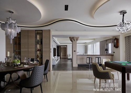 上海別墅裝修案例 現代風加多元建材混搭,完美大氣宅